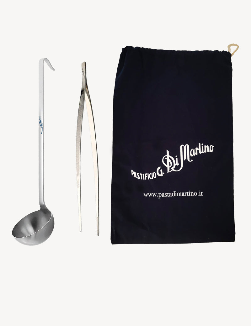 di-martino-kit-mestolo-e-pinza-chef-louche-8-cm-pince-chef-avec-pochette-coton-b image 1