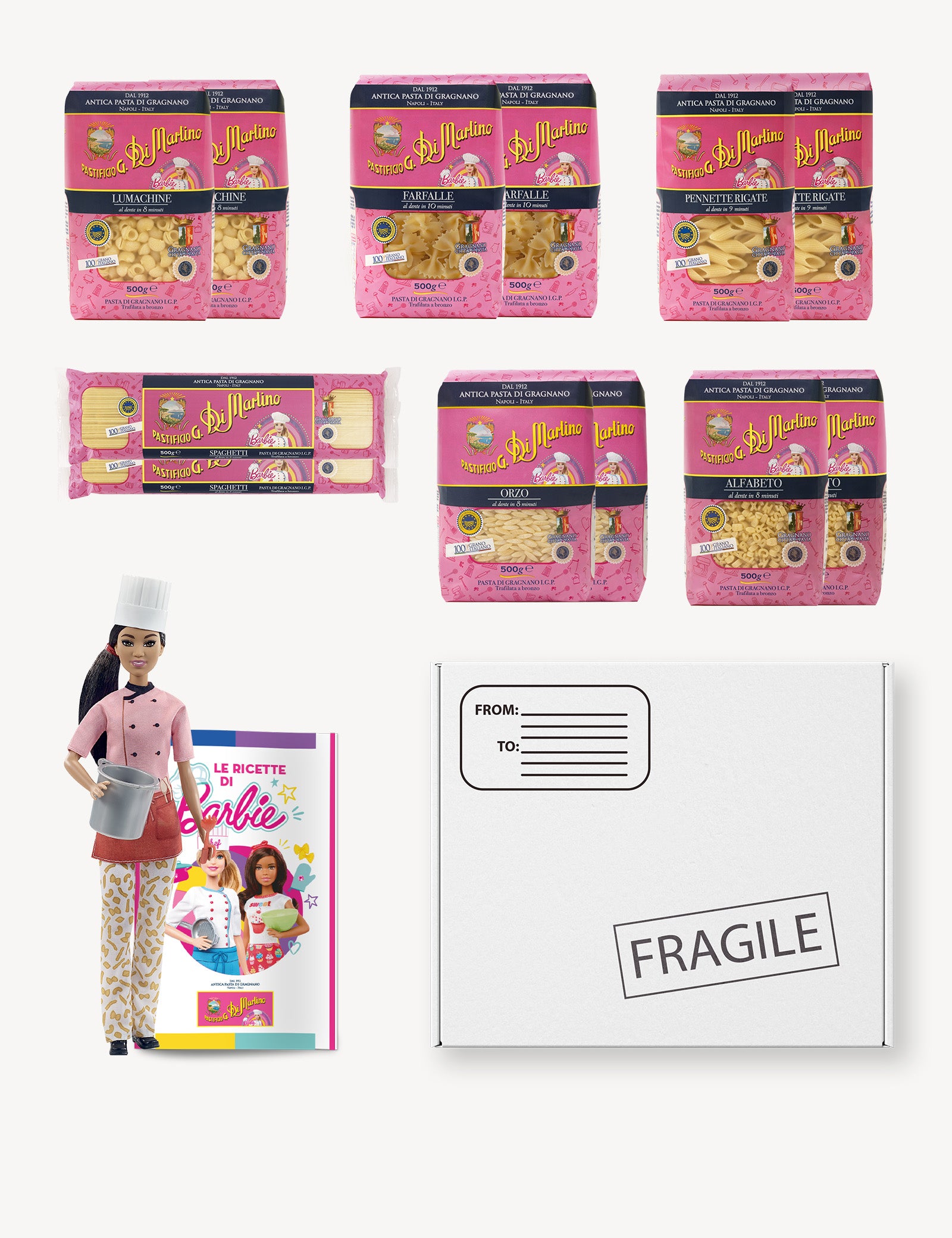di-martino-box-chef-barbie-avec-6-kg-de-p-tes-gragnano-igp-poup-e-recettes image 2