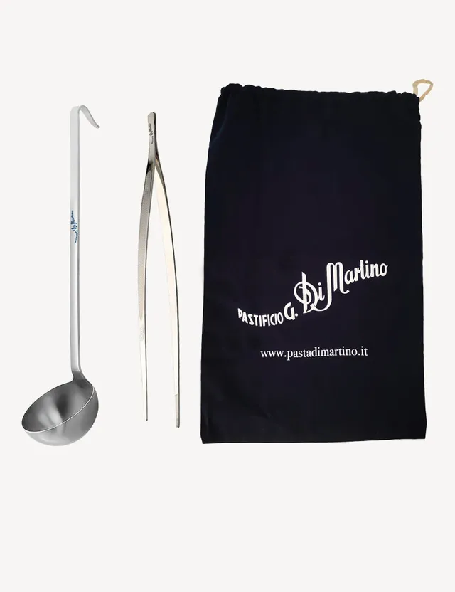 di-martino-kit-mestolo-e-pinza-chef-louche-8-cm-pince-chef-avec-pochette-coton-b image 1