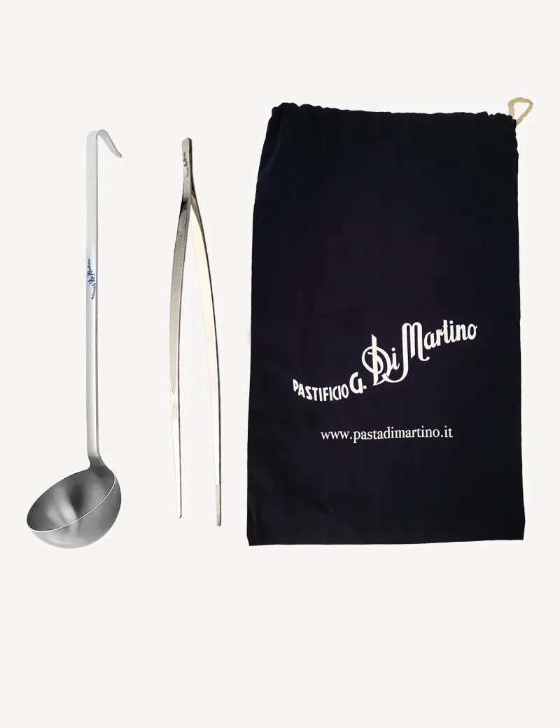 di-martino-kit-mestolo-e-pinza-chef-louche-8-cm-pince-chef-avec-pochette-coton-b image 1