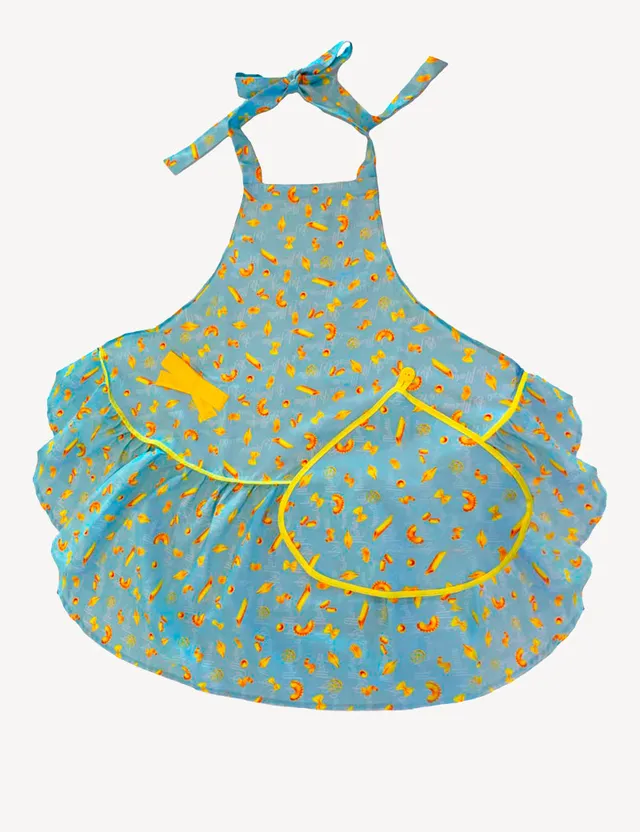di-martino-tablier-turquoise-volant-pasta-lover-100-coton image 1